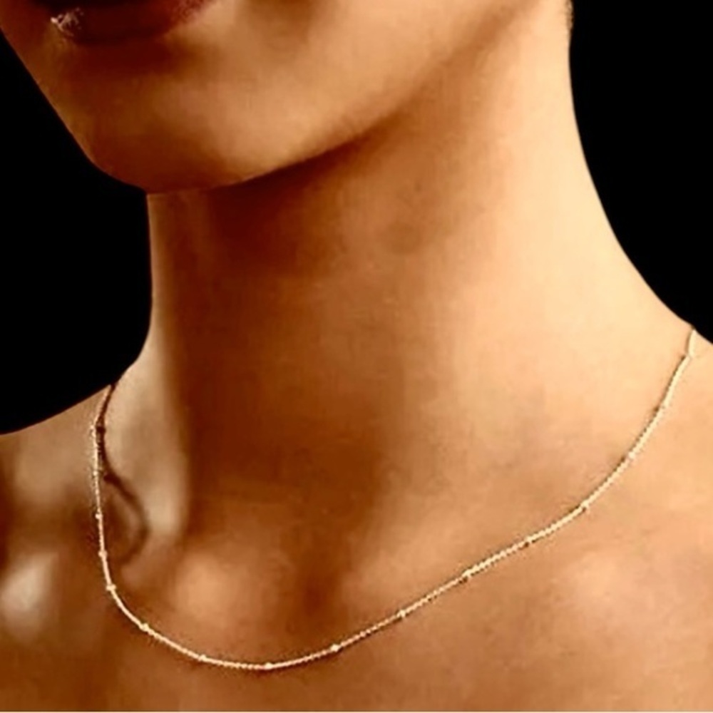 Silver satellite Bead delicate choker Bobble Ball Chain Necklace